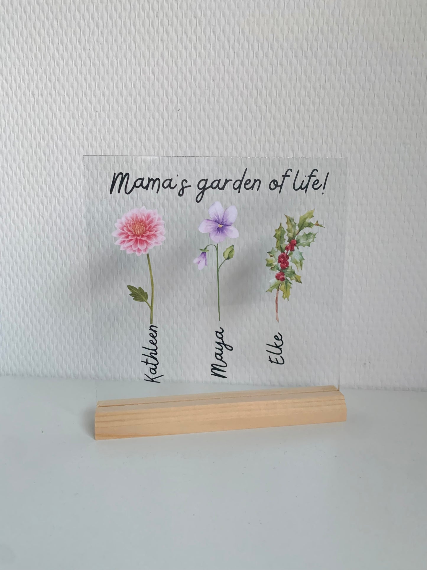 Glazen plaatje met geboortebloem