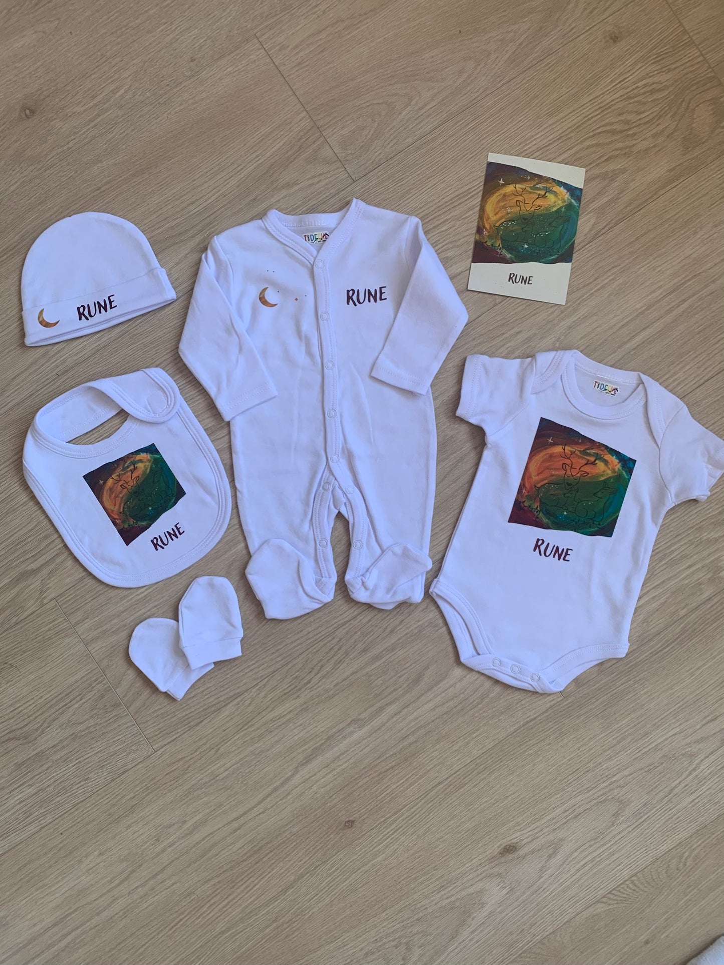 Babyset 5-delig met thema van geboortekaartje