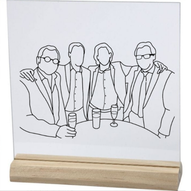 Glazen plaatje met lijntekening