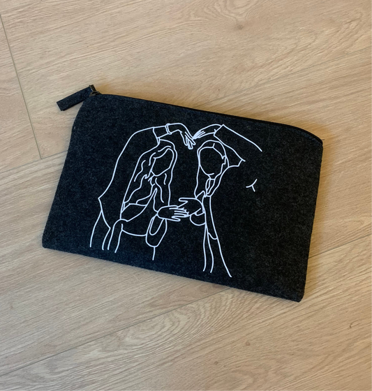 Toilettasje vilt met lijntekening