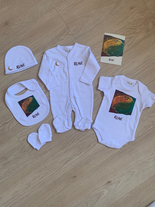 Babyset 5-delig met thema van geboortekaartje