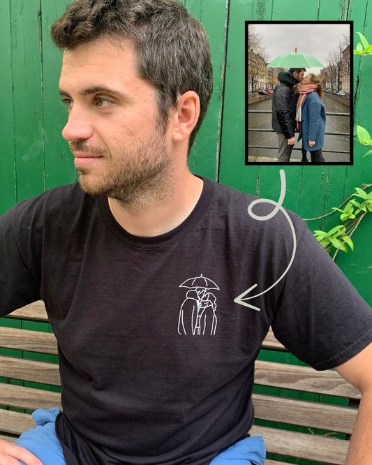 T-shirt mannen met lijntekening